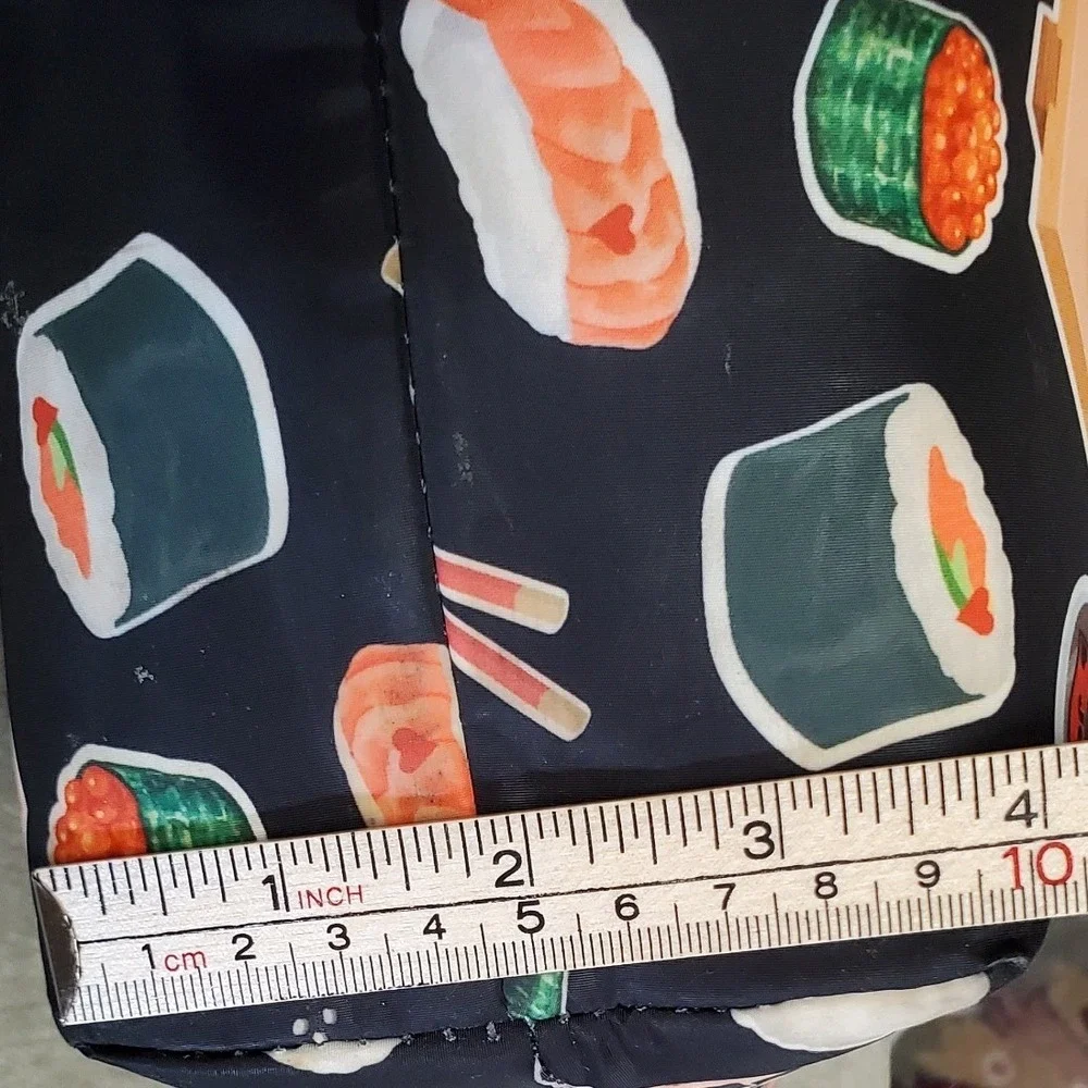 Betsey Johnson Sushi Print Insulated Lunch Tote Bag Black Novelty Kawaii Foodie